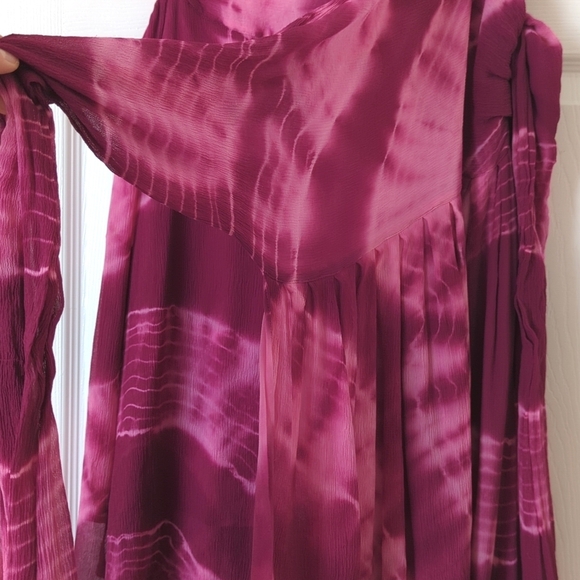 Lucky Brand Y2K Vintage Tie Dyed Silk Strapless A-Line Mini Wrap Dress Purple S - Picture 6 of 12